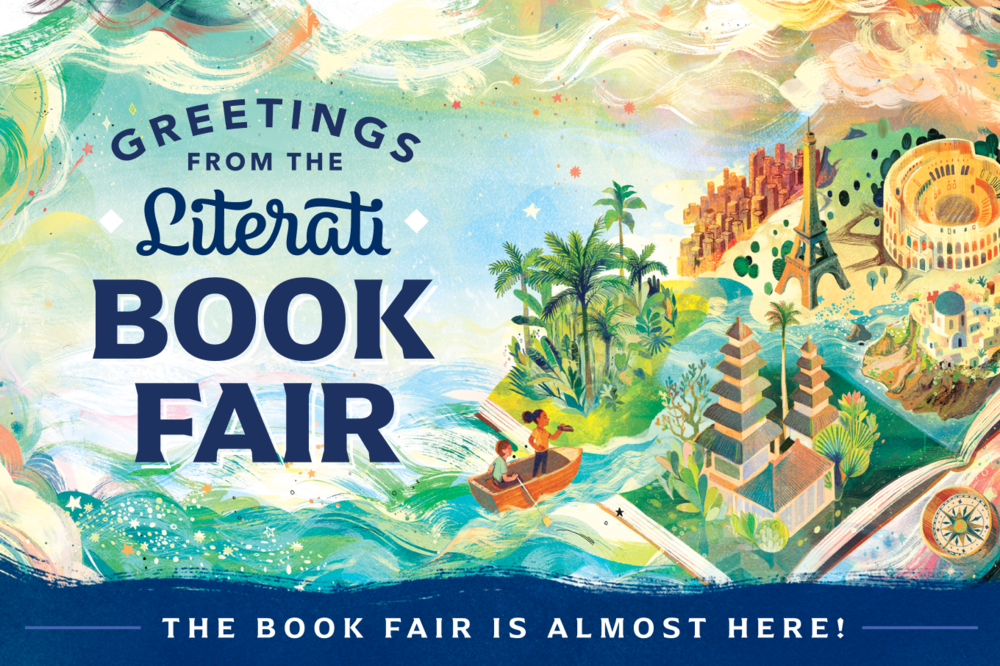 poster that reads "Greetings from the Literati Book Fair"