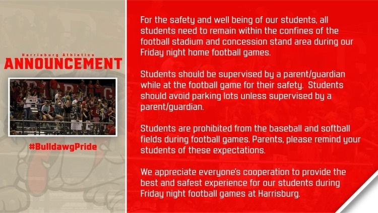 Statement regarding student expectations at Friday night football games 