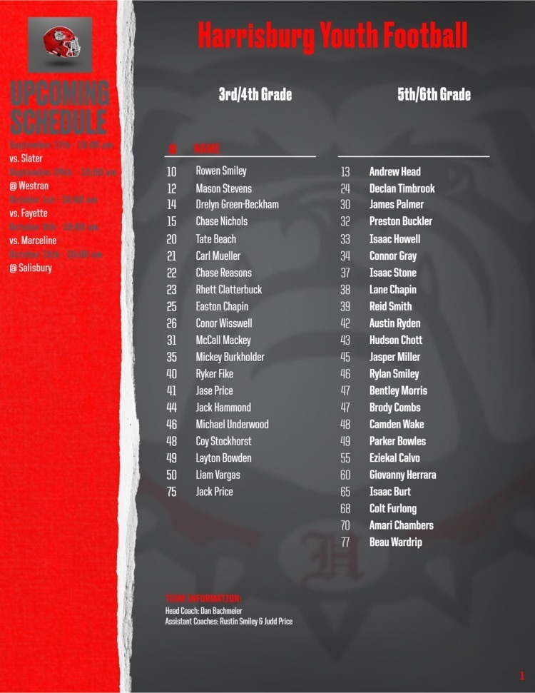 Bulldog Youth Football roster