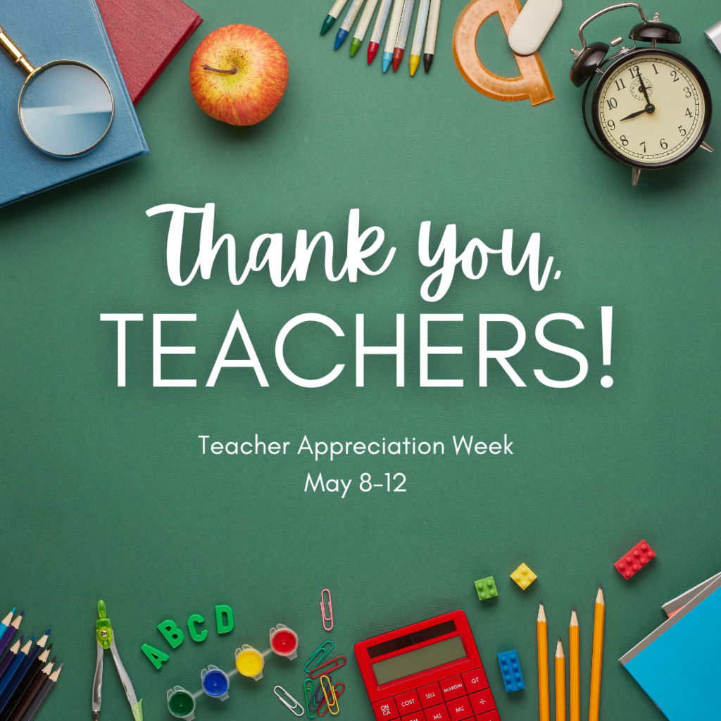 Teacher Appreciation Post Graphic with school supplies and clock